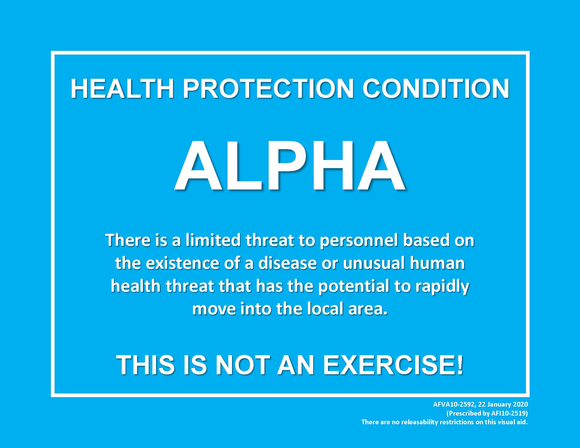 Health Protection Condition ALPHA